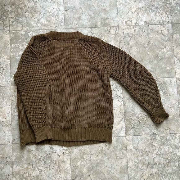 SHIPS FREE! Everlane Olive Green Texture Cotton Crew Sweater, Size Large L - Picture 8 of 8
